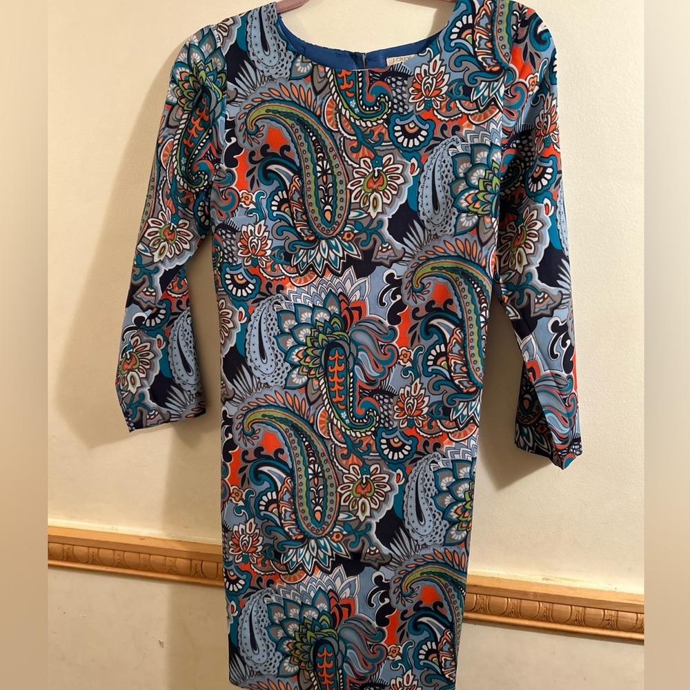J. Crew Jules Moonglow Shift Dress Paisley 3/4 Sleeve Pullover Women’s Size 2